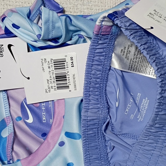 NWT Nike Infant Girls Light Thistle Purple Geometric Print 2 Piece Set Size 12M - Picture 4 of 8